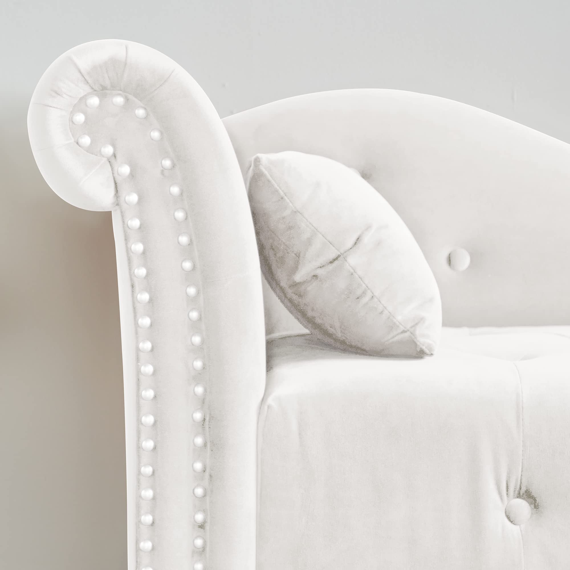 Tufted Upholstered Velvet Rolled Arm Chaise Lounges Indoor Chair