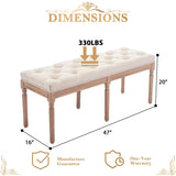 Tufted Extra-Long Entryway Bench, Vintage Bedroom Bench Upholstered