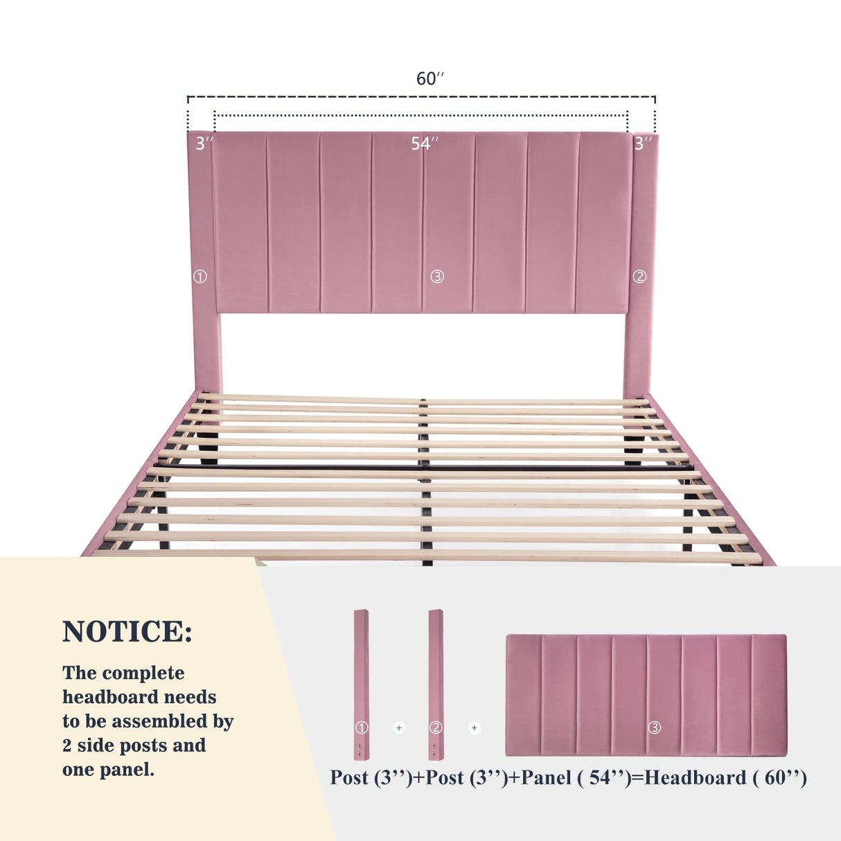 Queen Bed Frame/Velvet Upholstered Bed Frame