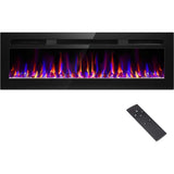 60 Inch Electric Fireplace Recessed and Wall Mounted