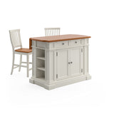 Americana White and Distressed Oak Kitchen Island and Stools by Home Styles