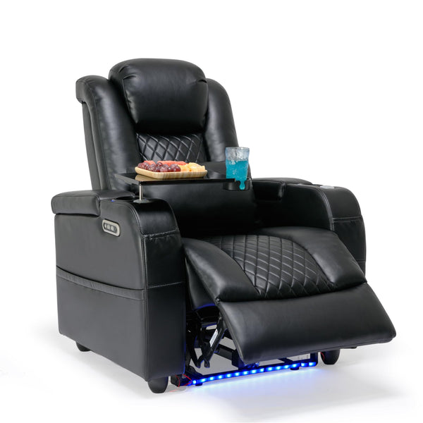 Attaliarec Home Theater Seating Seats, Movie Theater Chairs Theater Recliner with 7 Colors Ambient Lighting, Lumbar Pillow, Tray Table