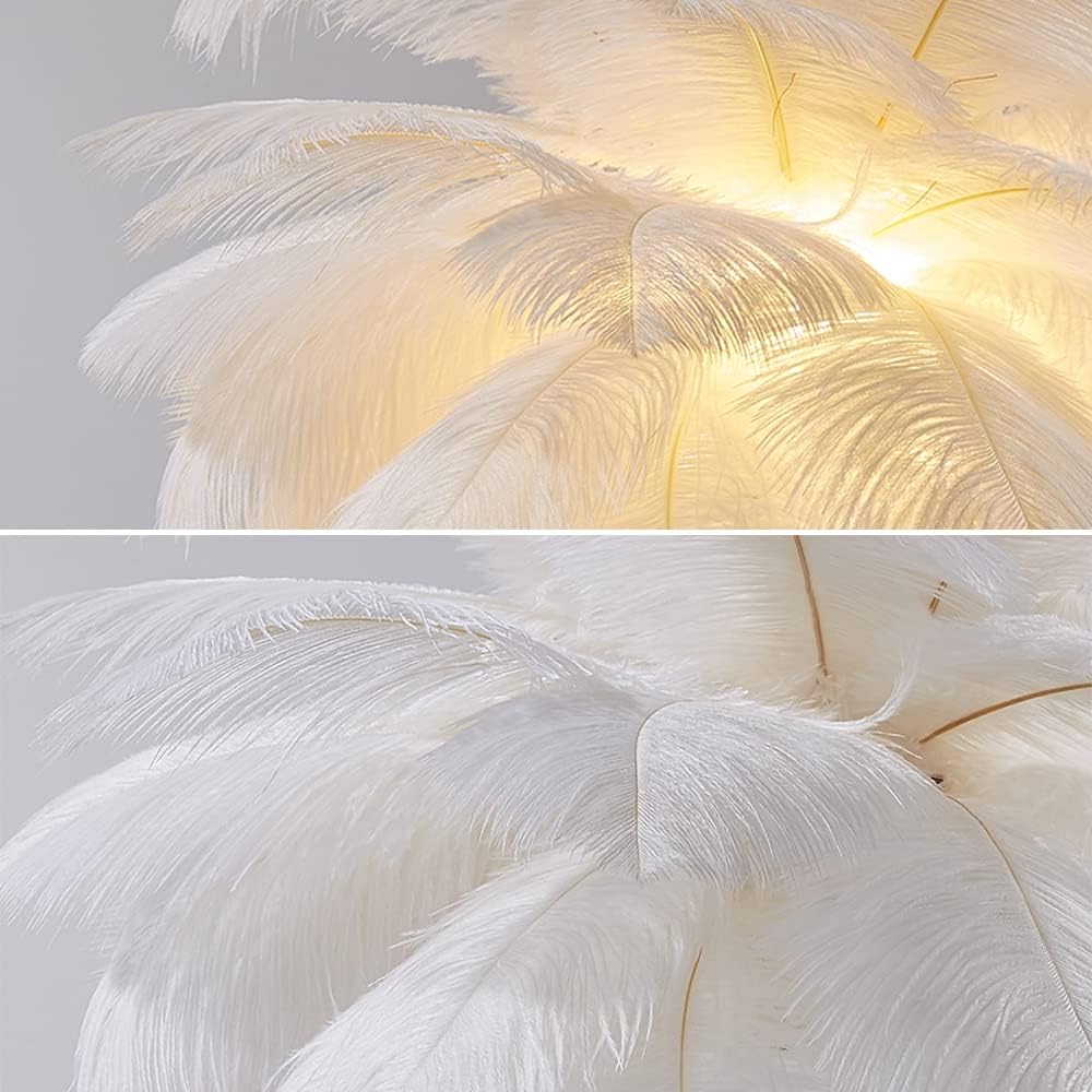 White Feather Table Lamp with Plug in Wire Modern Feather Lamp 3