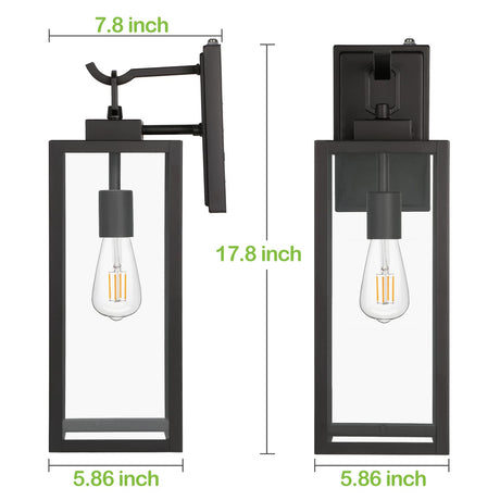 Large Dusk to Dawn Wall Lanterns, 18 Inch Matte Black Porch Lights