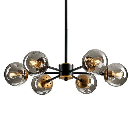 6 Light Chandelier, Large Ceiling Light Fixture with Glass Classic