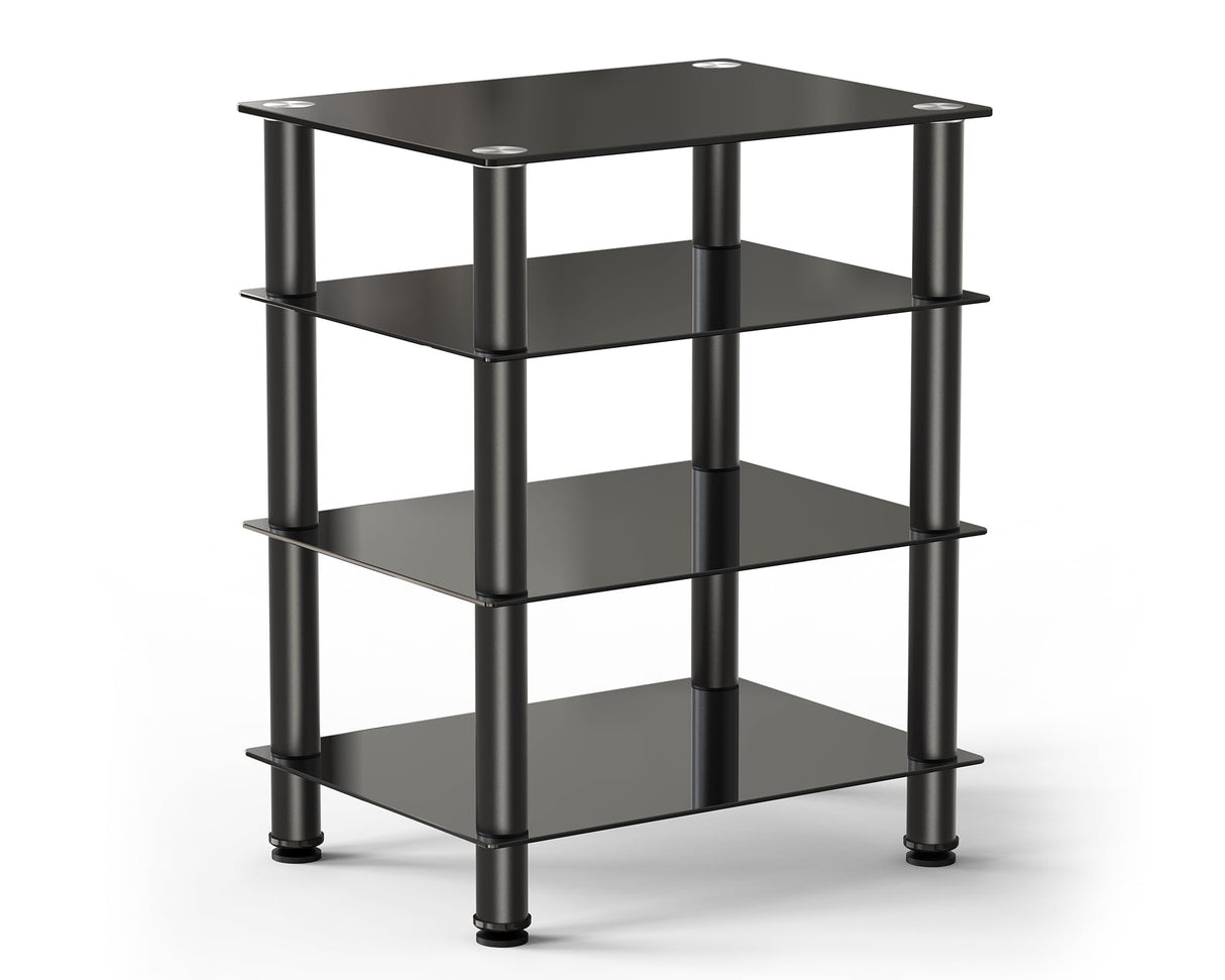 4-Tier Media Stand Audio/Video Component Cabinet with Glass Shelf