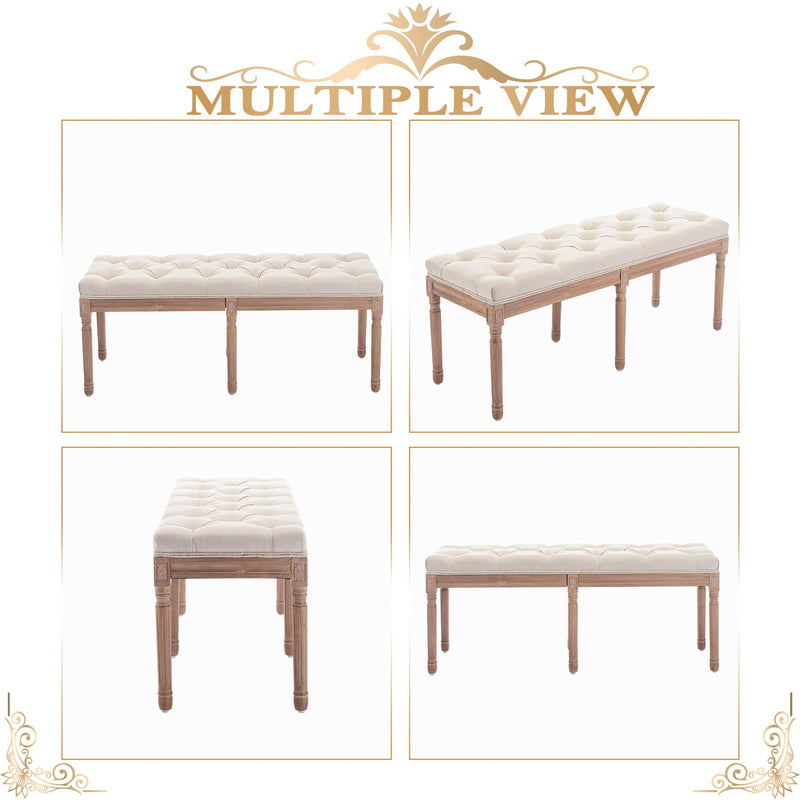 Tufted Extra-Long Entryway Bench, Vintage Bedroom Bench Upholstered Dining Benches