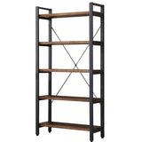 5 Tier Bookcase, Solid Rustic Industrial Etagere Bookcase