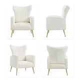 Modern Velvet Accent Living Room Chair, Wingback Arm Chair