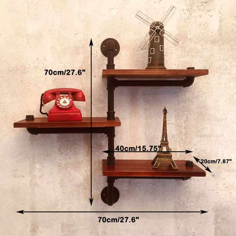 Industrial Pipe Shelving,Rustic Wooden&Metal Floating Shelves,Home Decor Shelves Wall
