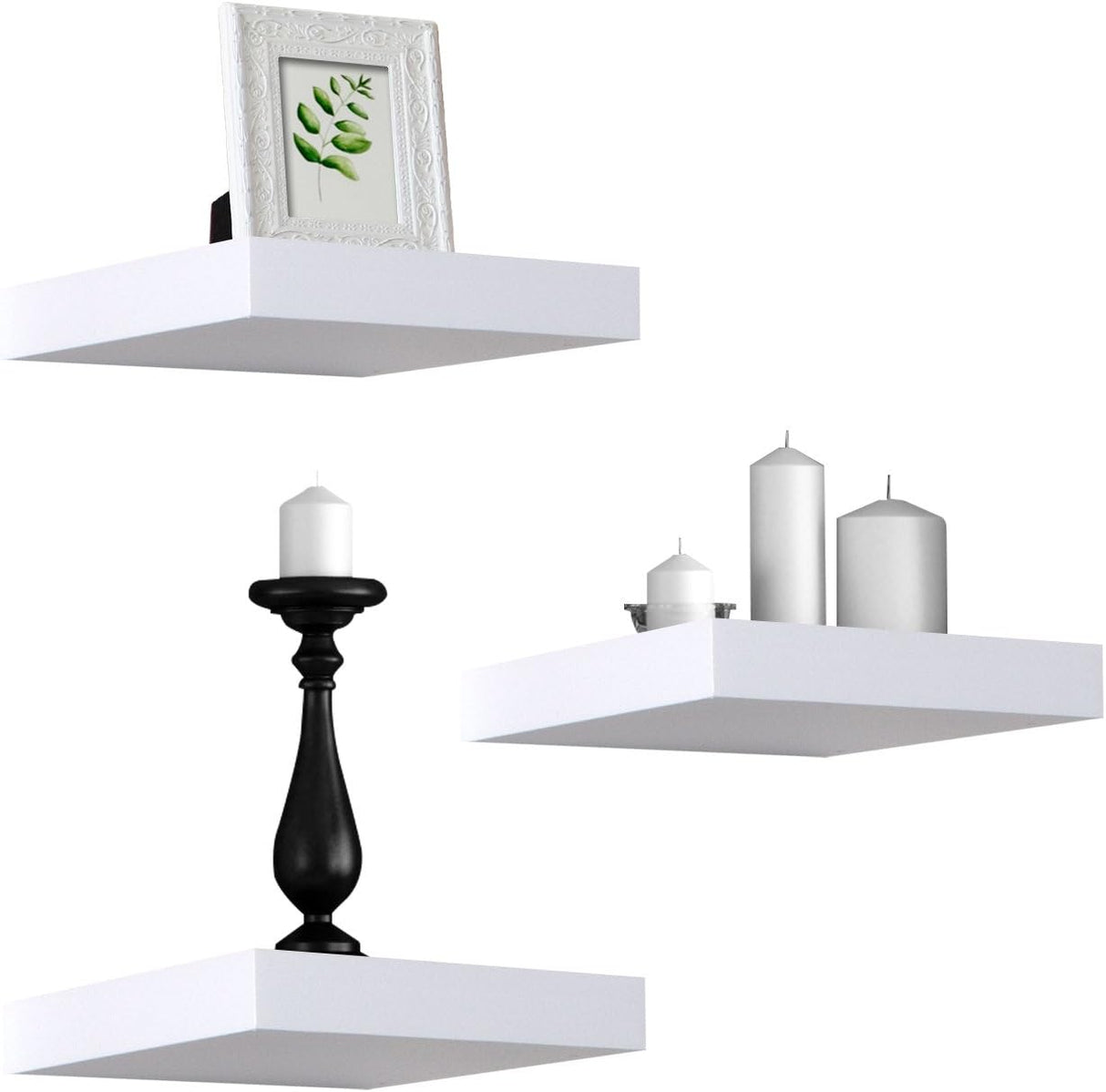 Square Floating Shelf for Wall - 3 Small Shelves with Invisible Mounting Brackets