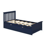 Twin Bed, Wood Bed Frame with Headboard For Kids with Trundle