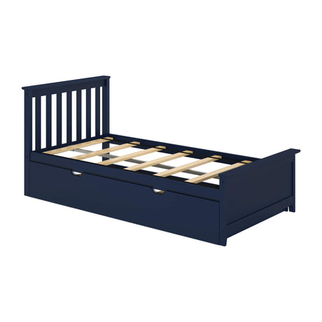 Twin Bed, Wood Bed Frame with Headboard For Kids with Trundle