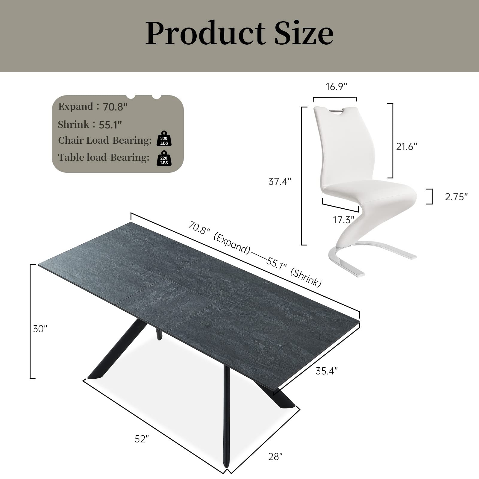 71" Extendable Dining Table Set