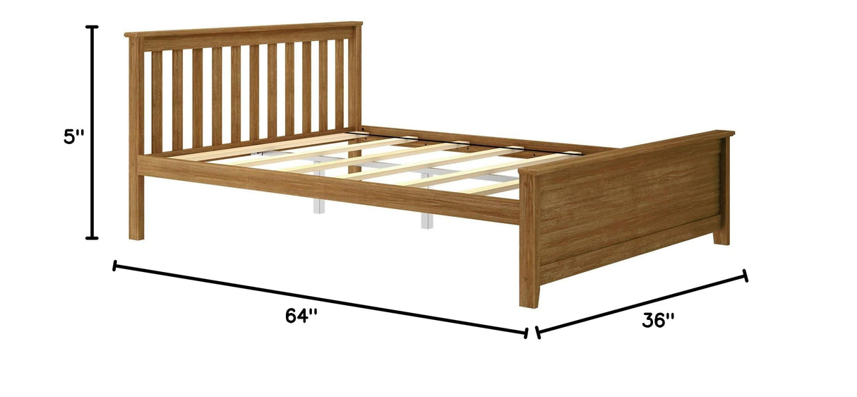 Solid Wood Queen Bed Frame, Platform Bed with Headboard