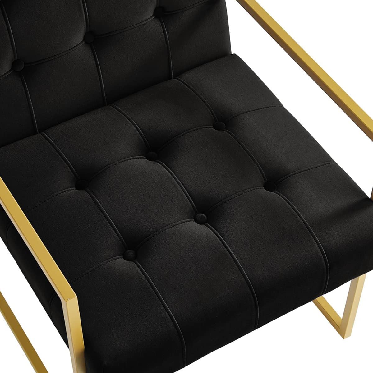 Modern Black Velvet Button Tufted Accent Chair