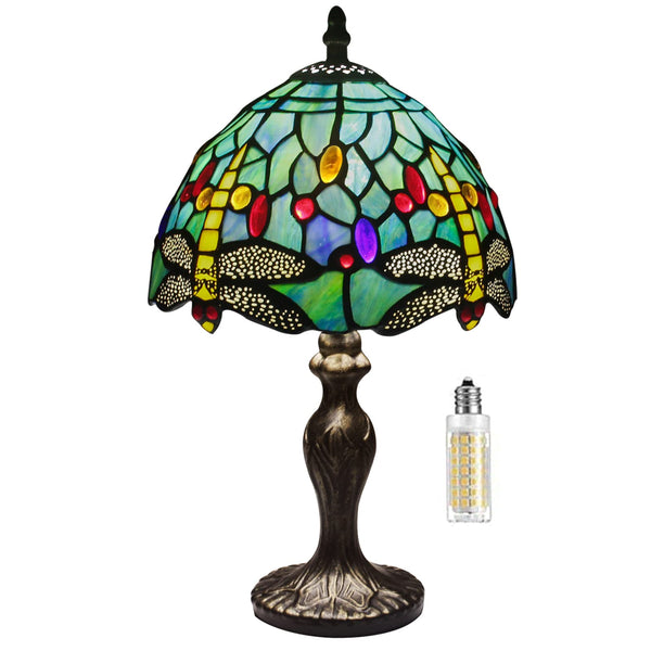 Tiffany Table Lamp Stained Glass Crystal Bead Style Table Light, Handmade Desk Bedside Table Night Lamp