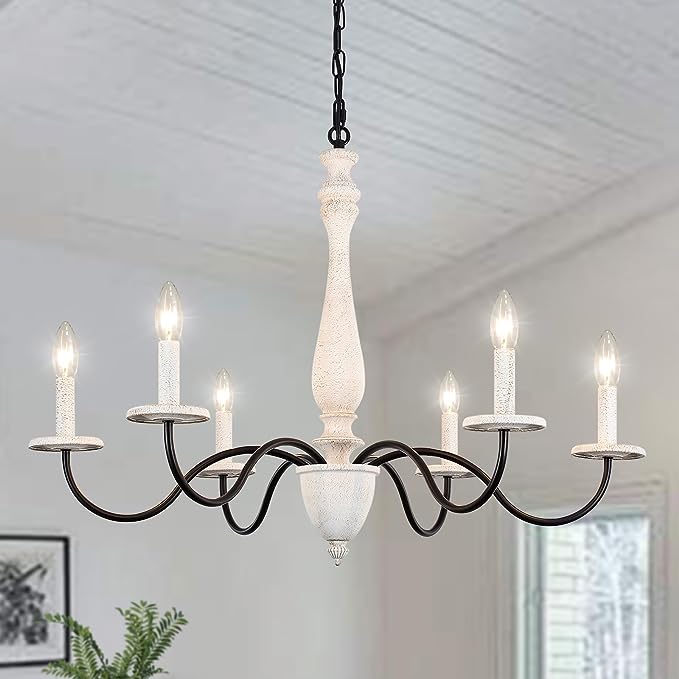 French Country Chandelier, 6 Lights Rustic Farmhouse Chandelier