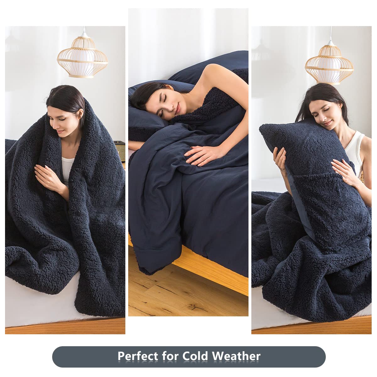 Warm Comforter Queen Size Sherpa Comforter Set Fuzzy Bedding Comforters