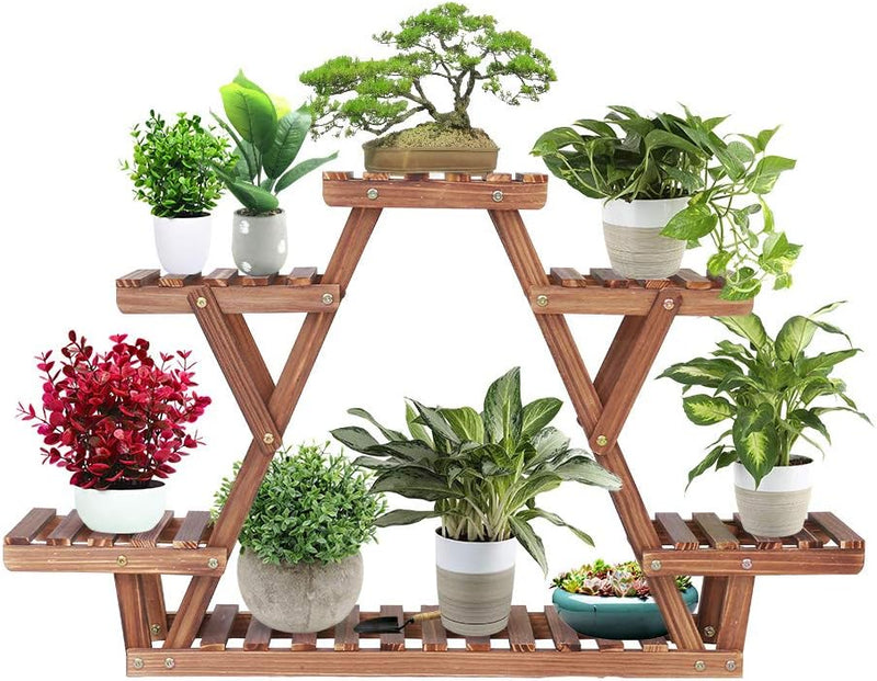 Wood Plant Stand Triangular Plant Shelf Multi Tier Flower Display Holder Storage Rack