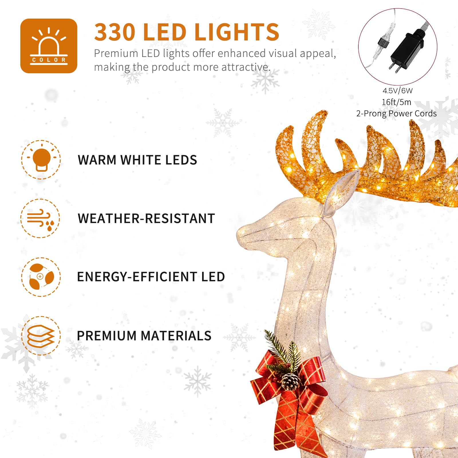 3-Piece Reindeer Family, Lighted Christmas Deer Family Set