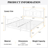 Queen Size Bed Frame , Metal Bed Frame with Butterfly Pattern Design