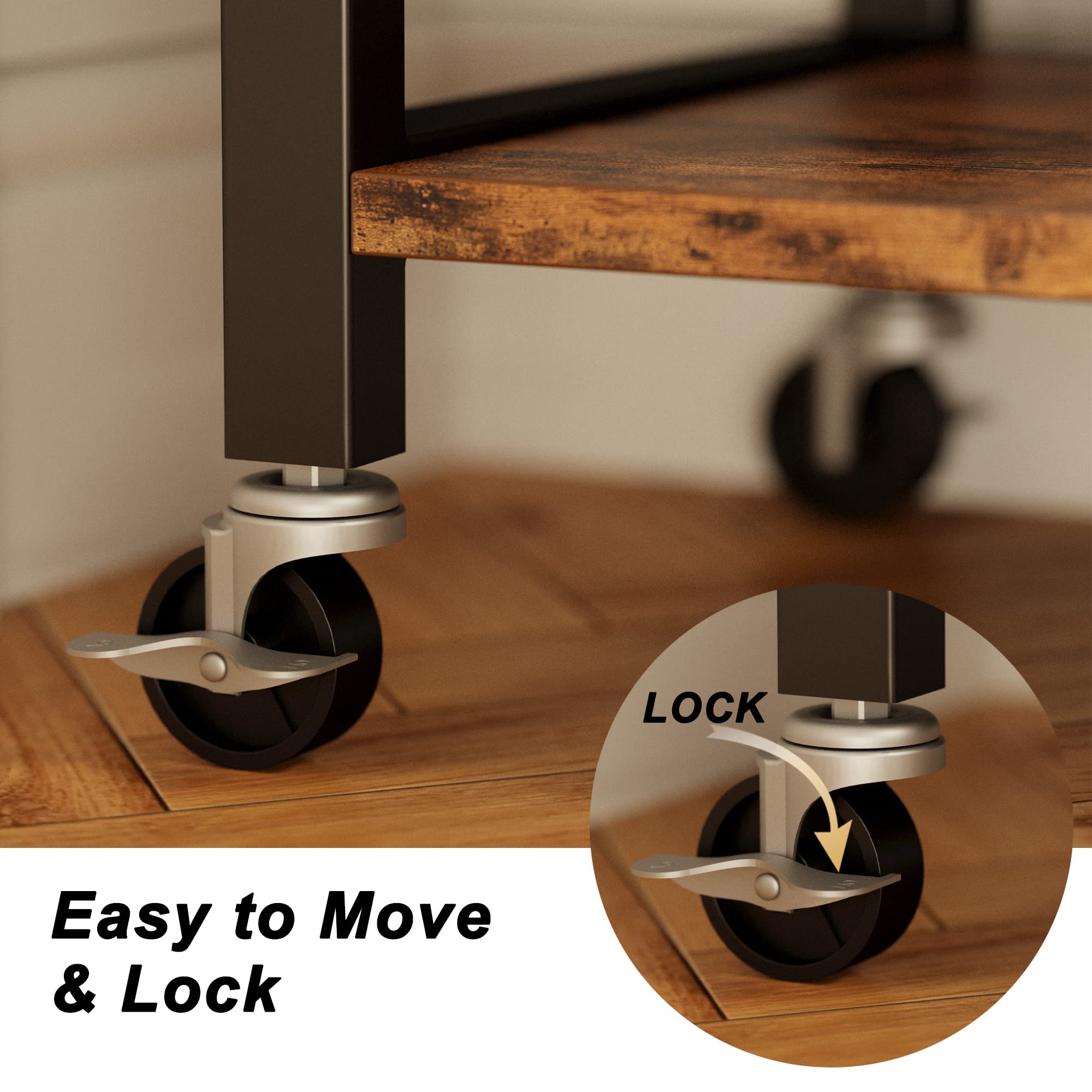 Storage Cabinet with Charging Station and Wheels, Kitchen Cart Cabinet