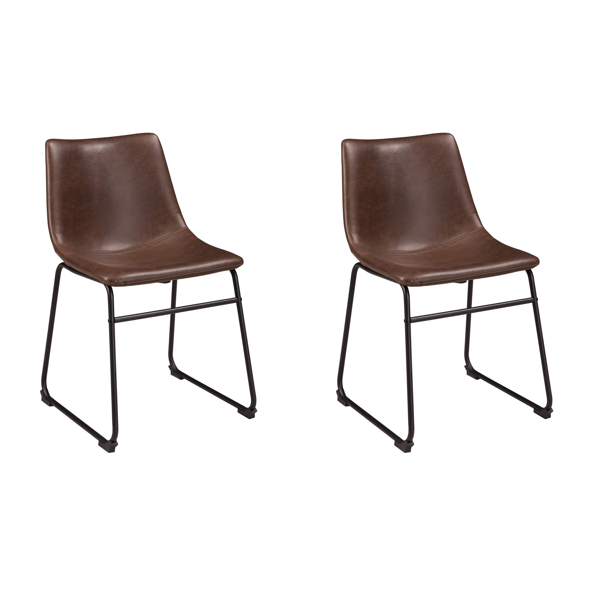 Mid Century Centiar 18.75" Dining Bucket Chair, 2 Count, Black and Brown