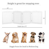 Wooden Freestanding Foldable Pet Gate for Dogs, 24 inch 4 Panels Step Over Fence