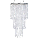 Modern Chrome Beaded Hanging Chandelier (W10.25 x H20”)