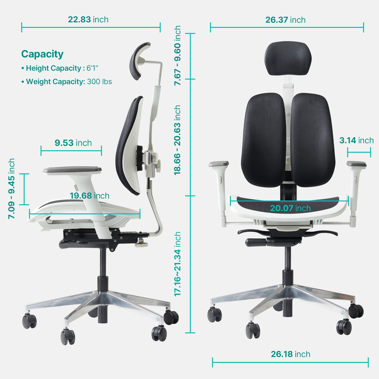 Dual-backrests Alpha - Ergonomic Office Chair, Home Office Desk Chairs