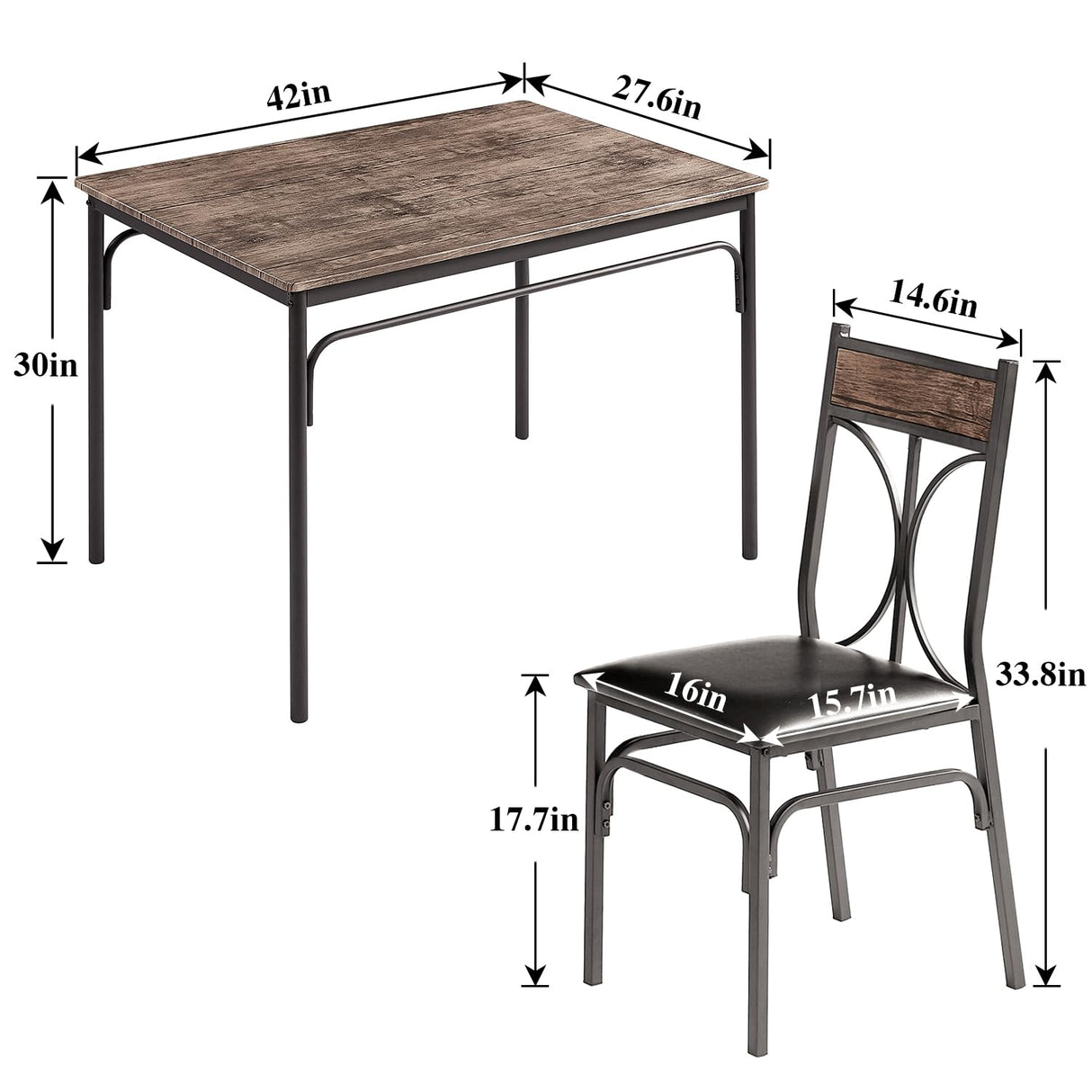 5-Piece Indoor Modern Rectangular Table Kitchen, Dinette, Breakfast Nook