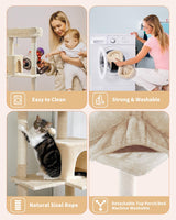 56.3'' Tall Cat Tree for Indoor Cats Multi-Level Cat Tower