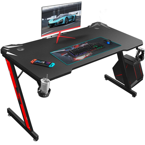 Gaming Desk, Computer and Gaming Table Z Shaped for Pc, Workstation, Home, Office