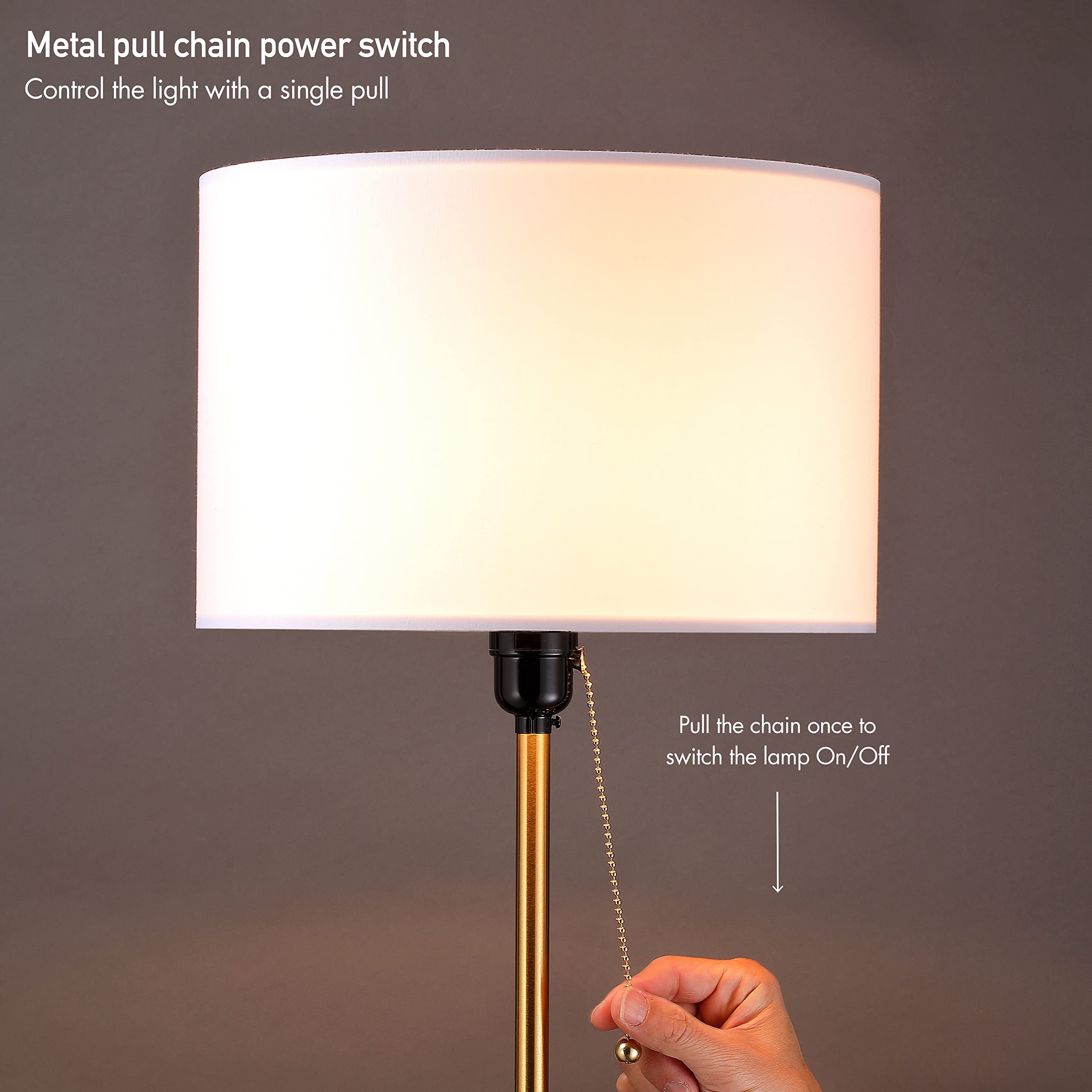 Drum Shade Standing Lamp, Pull Chain Switch, E26 Socket