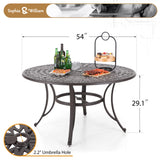 6-Person Round Cast Aluminium Outdoor Dining Table, Patio Bistro Table