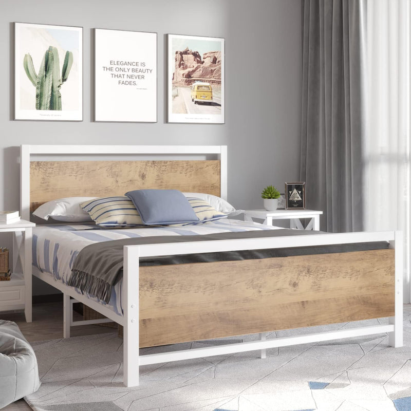 Full Size Metal Platform Bed Frame with Headboard and Footboard,  with Mattress Foundation