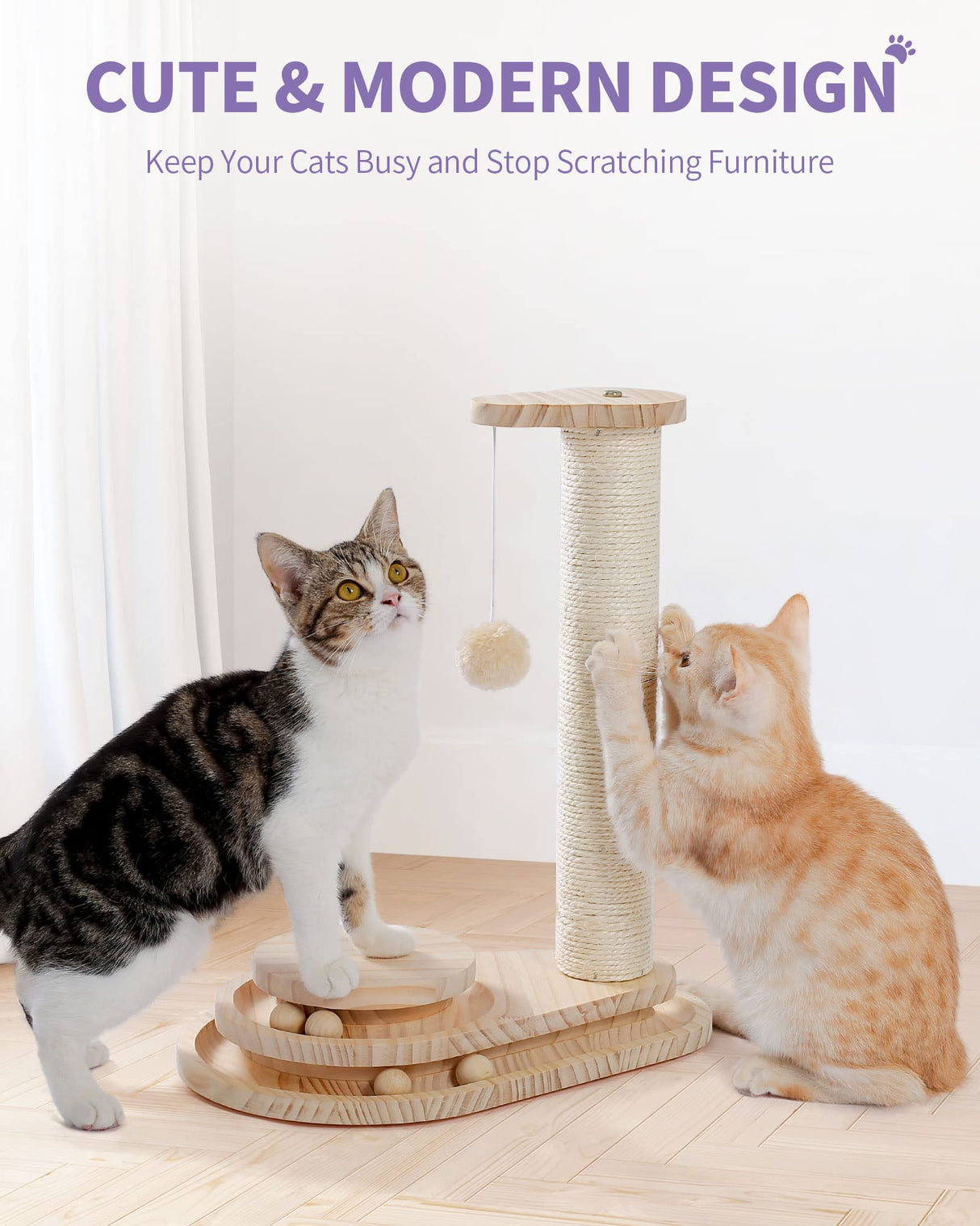 Cat Scratching Post Cat Scratcher Toy Wooden Tw