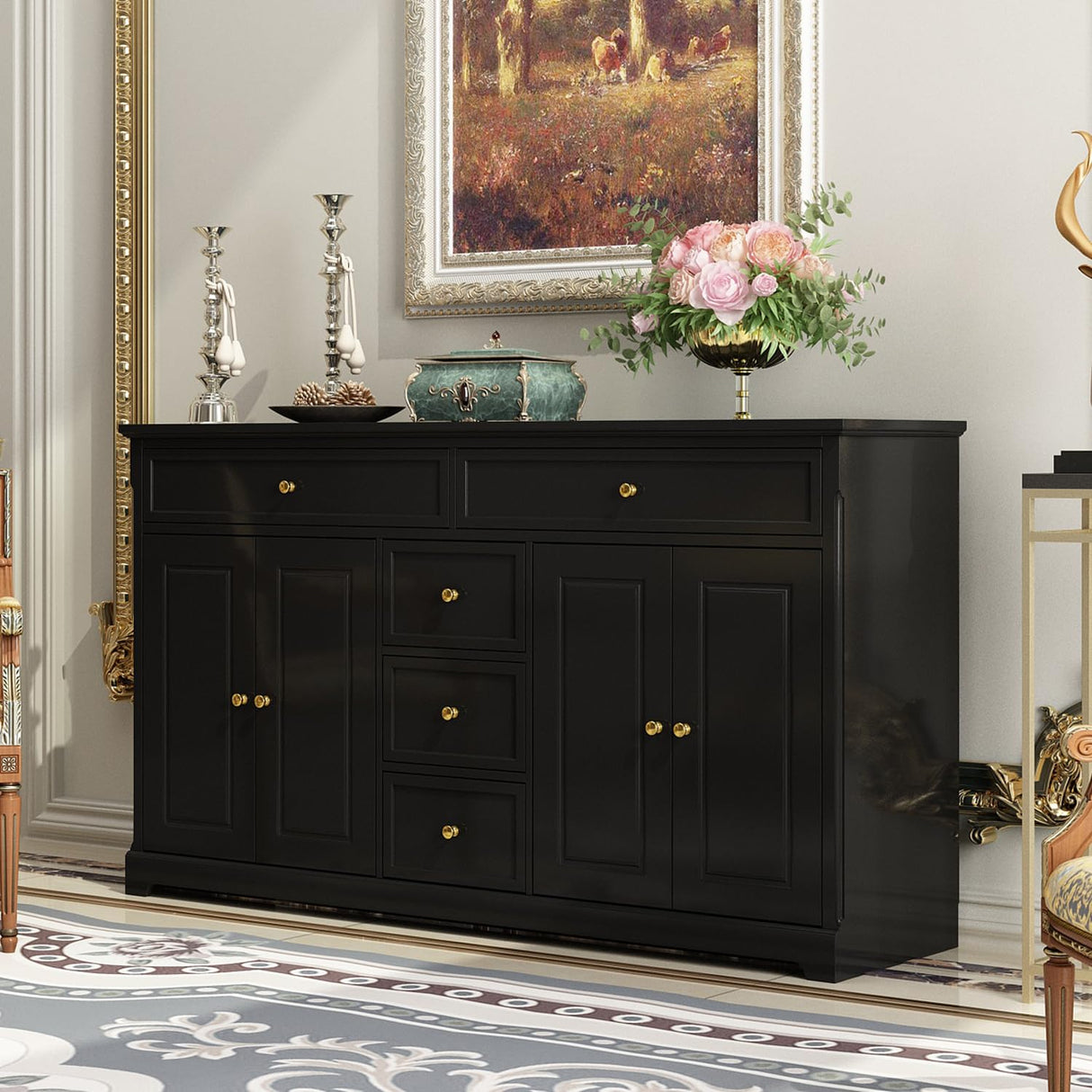 Sideboard Buffet Cabinet with 4 Storage Compartments