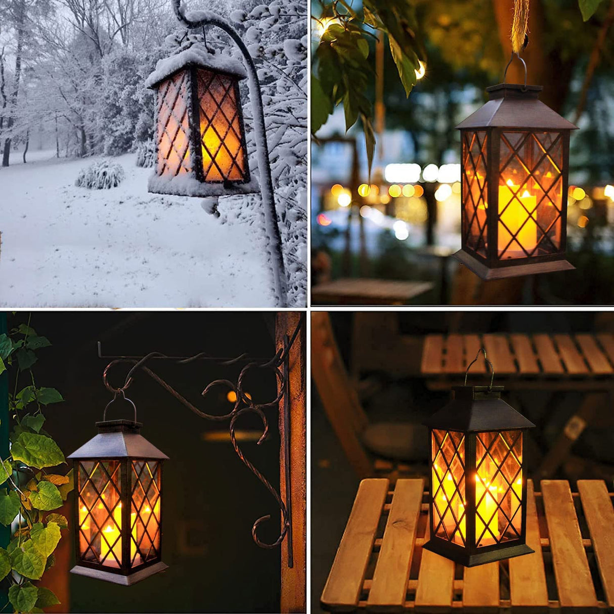 Solar Lantern Outdoor,Hanging - PVC Waterproof 3 LED Flameless Candle