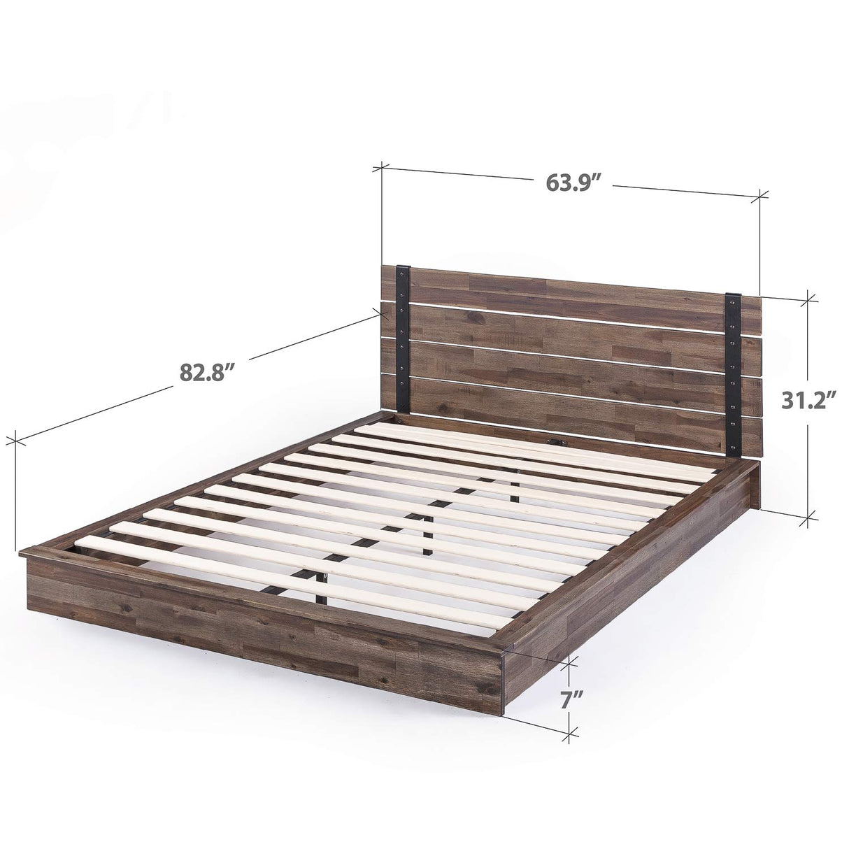 Brock Metal and Wood Platform Bed Frame