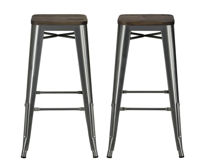 Fusion Metal Backless 30" Bar Stool with Wood Seat