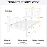 Twin Size Bed Frame for Kids,Metal Bed Frame with Butterfly Pattern Design Headboard