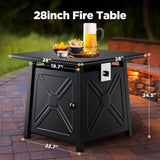 28 Inch Propane Gas Fire Pit Table, 50,000 BTU, for Steel Lid and Lava Rock