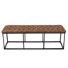 Faux Leather Button Tufted Decorative Bench with Metal Base, Brown