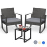 3 Pieces Wicker Patio Furniture Set, Outdoor Rocking Chair Sets with Cushion, Porch