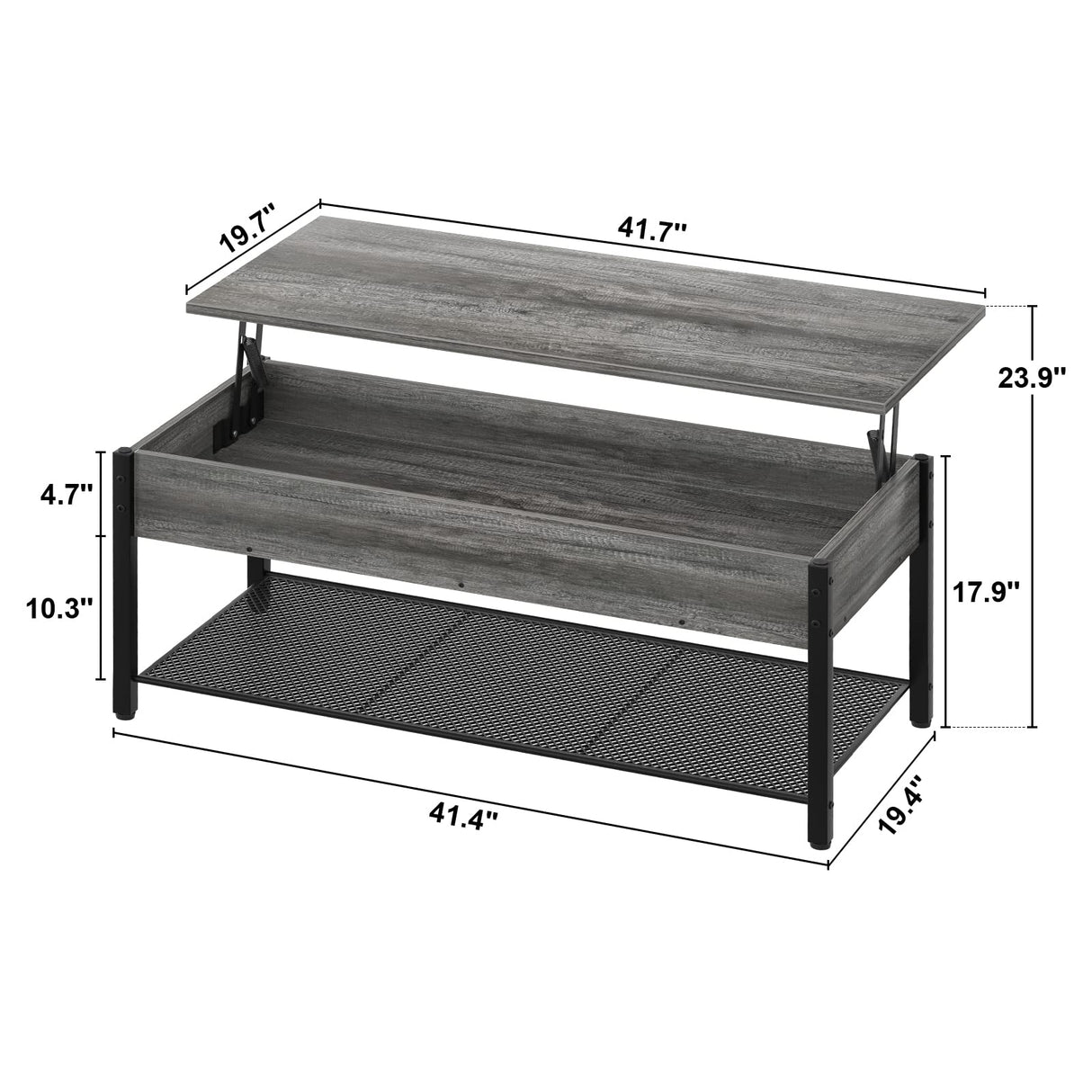 Coffee Table, with Storage Shelf and Hidden Compartment