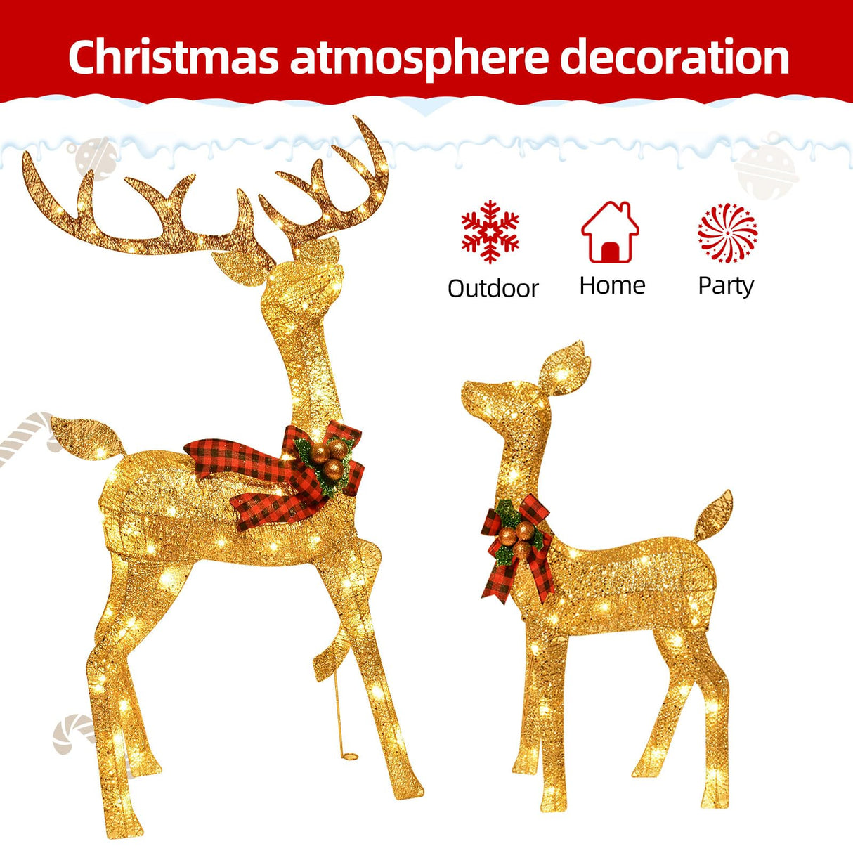 Lighted Christmas Decoration Reindeer Family