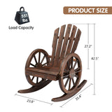 2PCS Wagon Wheel Wood Rocking Chair Outdoor