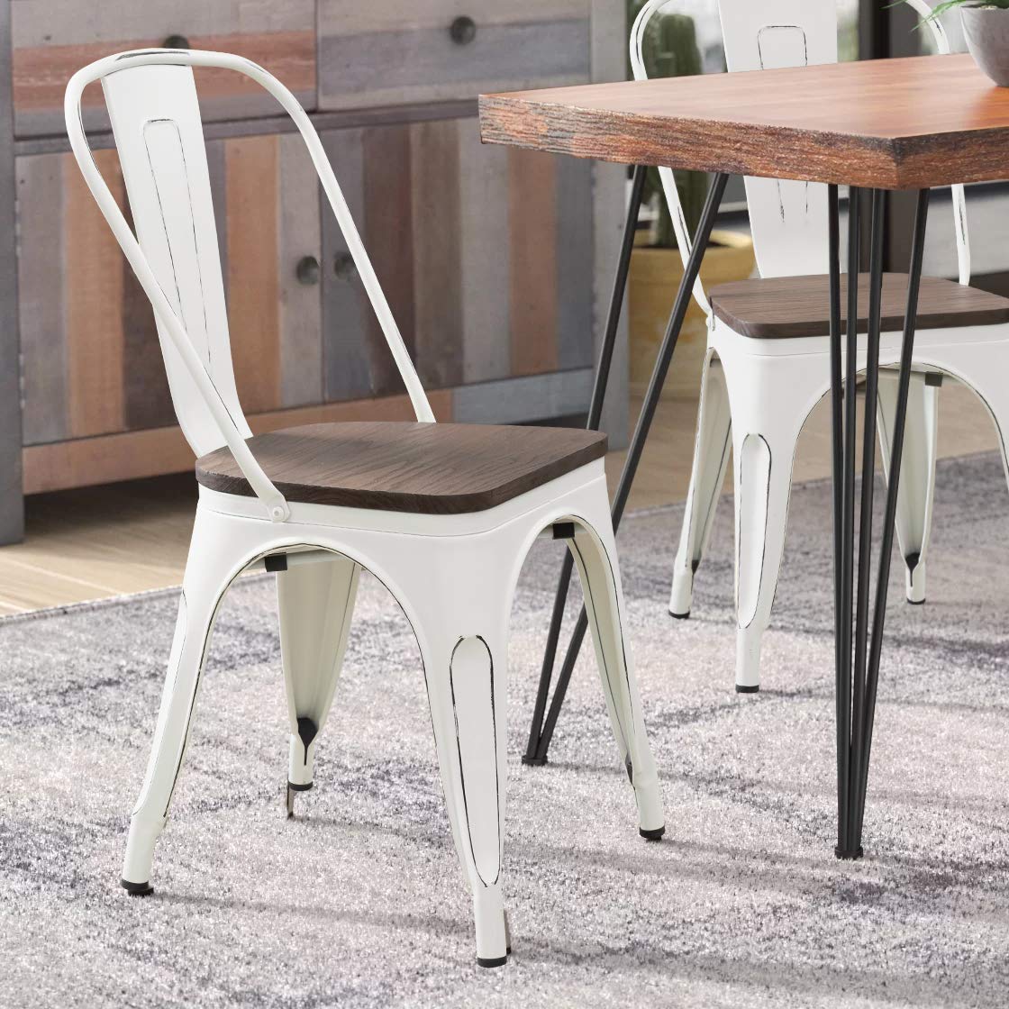 Metal Dining Chairs with Wood Seat